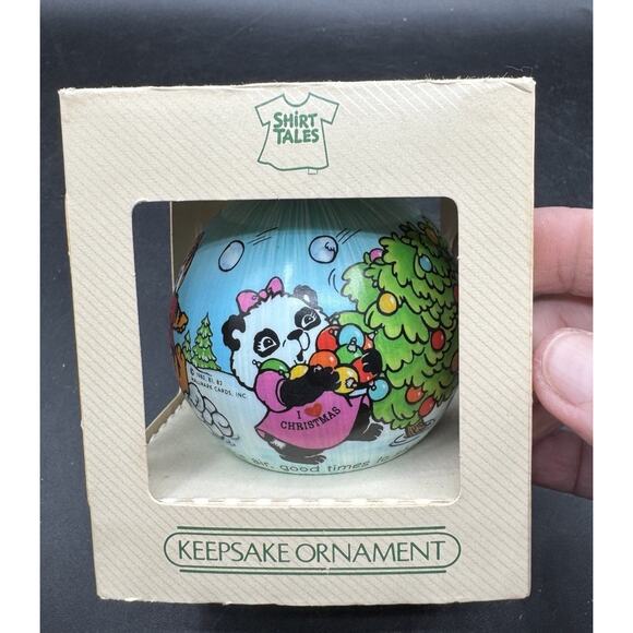 1980, 1981, 1982 Hallmark SHIRT TAILS Satin Ball Ornament Christmas Winter -30D - Picture 4 of 6